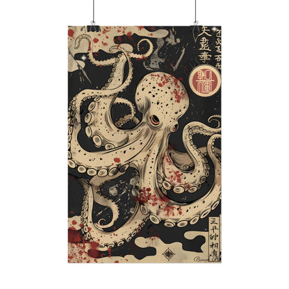 Stylized Japanese Octopus: Minimal Artwork - Poster