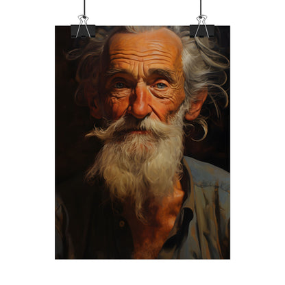 Elderly Wisdom: A Portrait of Timeless Senior Reflection - Poster