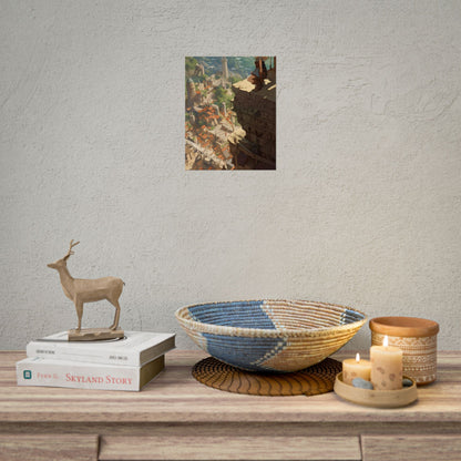 Dramatic Anime Bird's Eye View: Blonde Female in Action with Flying Birds - Poster