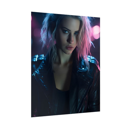 Cyberpunk Teen: Moody Expression Digital Art - Poster