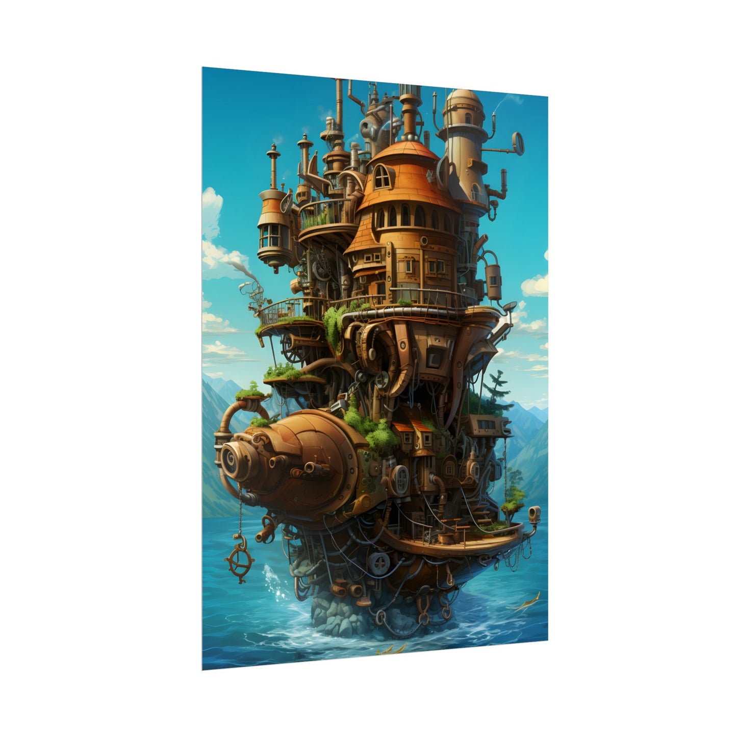 Oceanic Steampunk Treasure Dive: Underwater Adventure Artwork - Poster