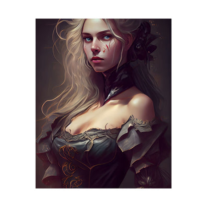Blonde Female Portrait in a Dress: Stunning Artwork - Poster