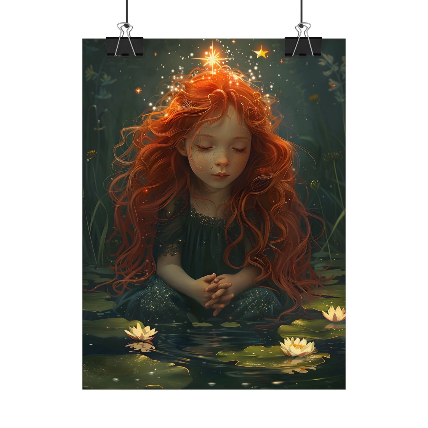 Sparkly Redhead Daydream: Young Girl Digital Art - Poster
