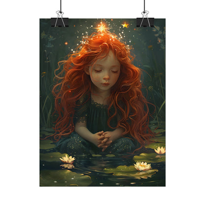 Sparkly Redhead Daydream: Young Girl Digital Art - Poster