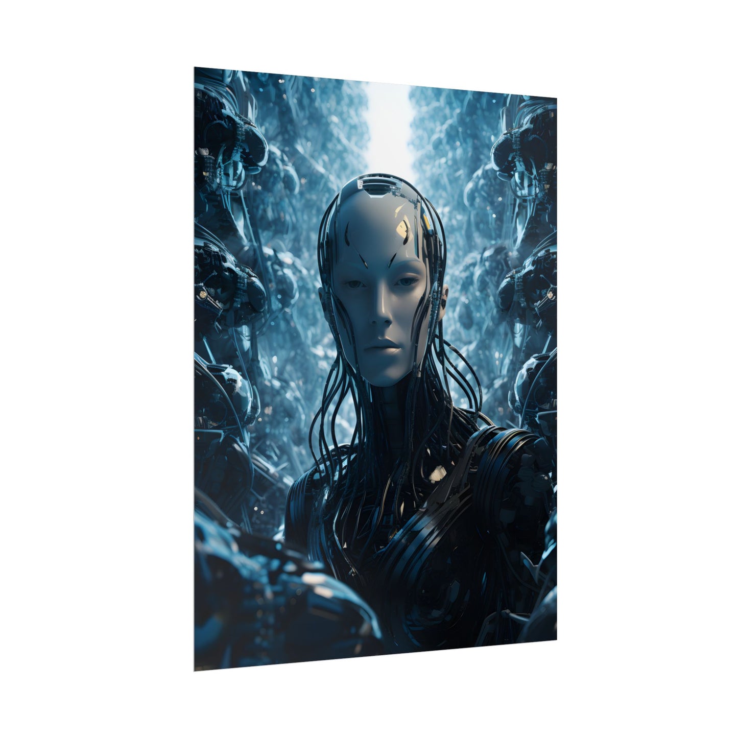Robot Orchestra Symphony: Futuristic City Digital Art - Poster