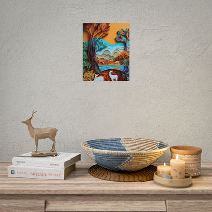 Vibrant African Landscape: Eye-Catching Paper Quilling Art - Poster