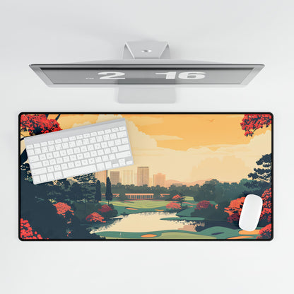Retro-Style Augusta Georgia Golf Course: Vibrant Illustration Art - Desk Mat