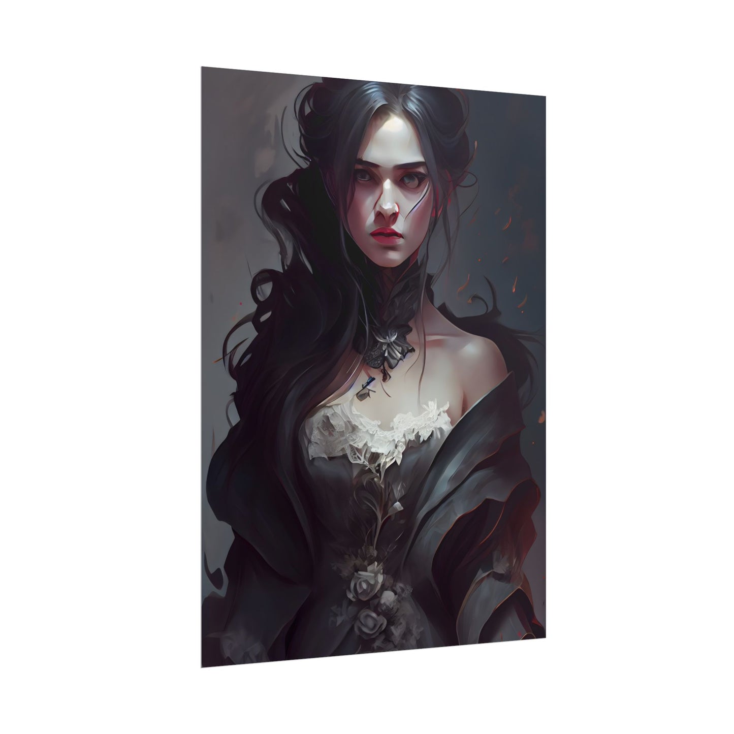 Black Haired Female Portrait: Elegant Outdoor Beauty - Poster