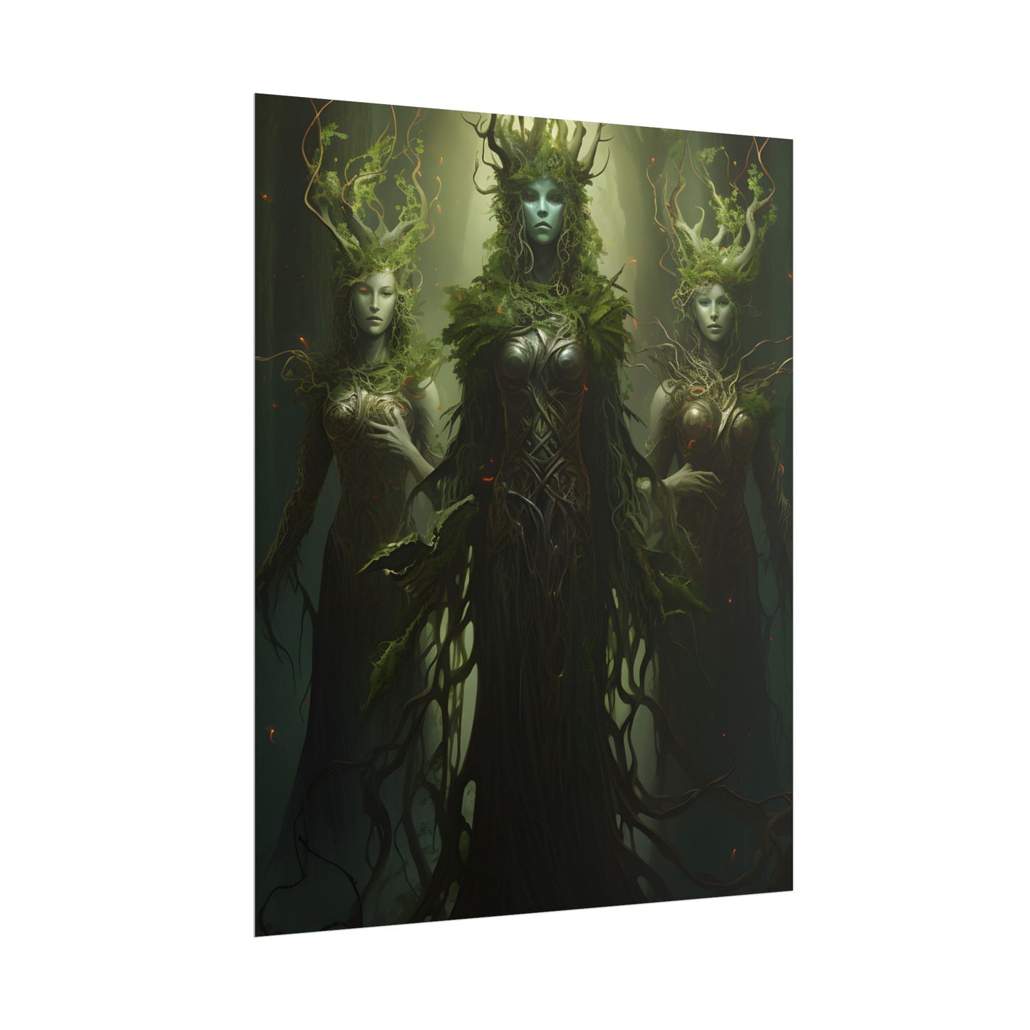 Mystical Forest Guardians: Ancient Tree Spirits Digital Art - Poster