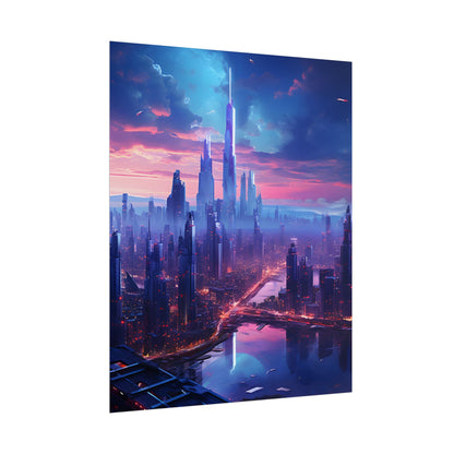 Cyberpunk Dystopia: Futuristic Cityscape Digital Art - Poster