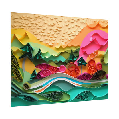 Magical Beach Landscape: Paper Quilling Art Piece - Poster