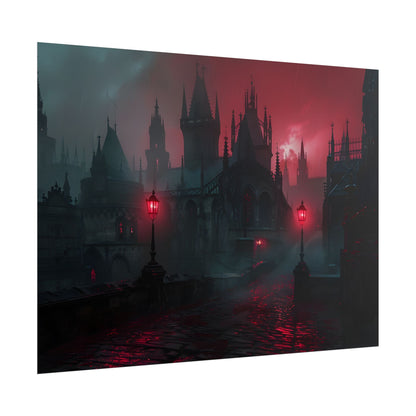 Dark Gothic Cityscape: Misty Twilight Artwork - Poster