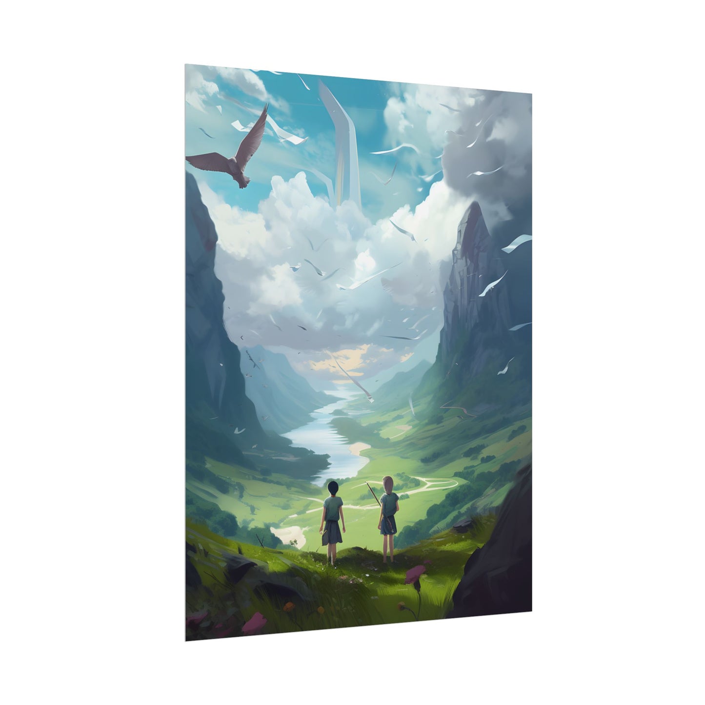 Tranquil Meadow Figures: Realistic Painting of People - Poster