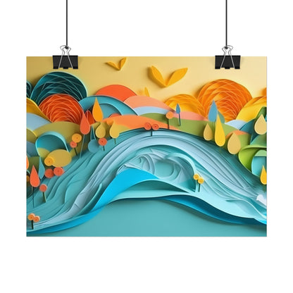 Magical Peaceful Beach: Paper Quilled Serenity - Poster