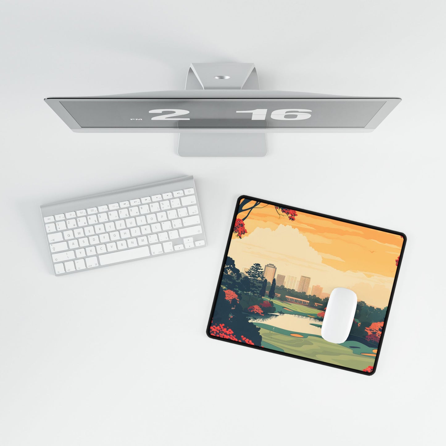 Retro-Style Augusta Georgia Golf Course: Vibrant Illustration Art - Desk Mat