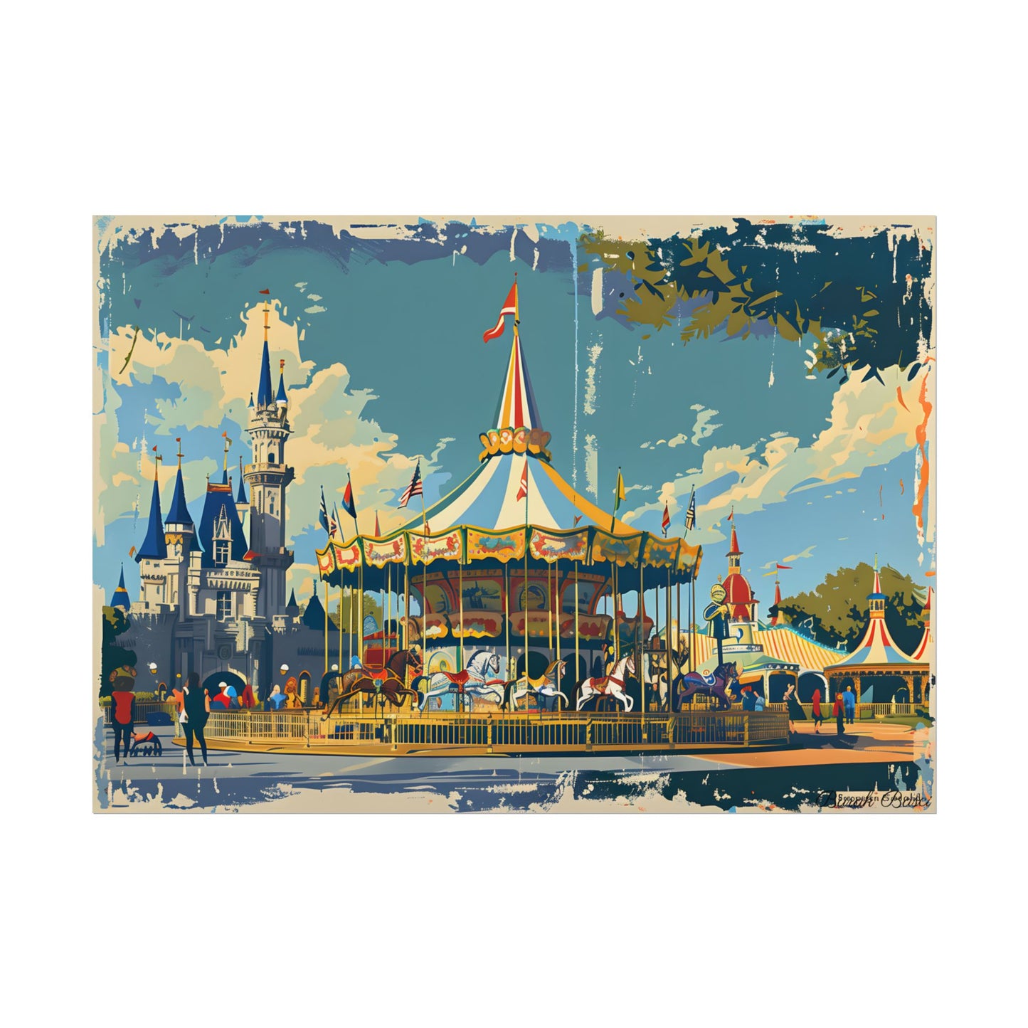 Vintage Disney Nostalgia: Retro Attraction Poster Art - Poster