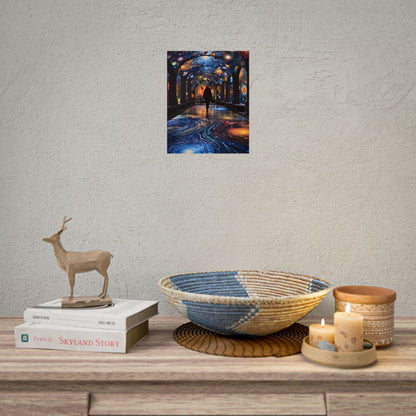 Celestial Art Gallery: Vibrant Space-Themed Artwork in a Colorful Interior - Poster