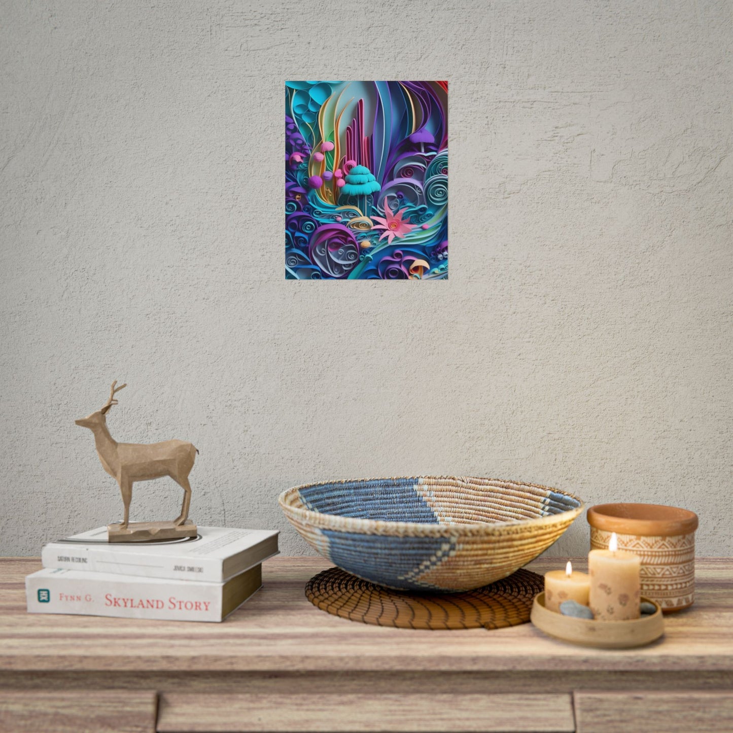 Vibrant Beach Landscape: Paper Quilling Artwork - Poster