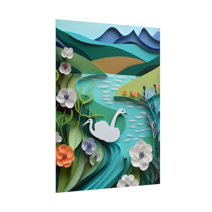 Vibrant Paper Quilling Island: A Beautiful Tropical Landscape - Poster