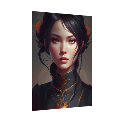 Realistic Female Portrait in Elegant Dress - Poster
