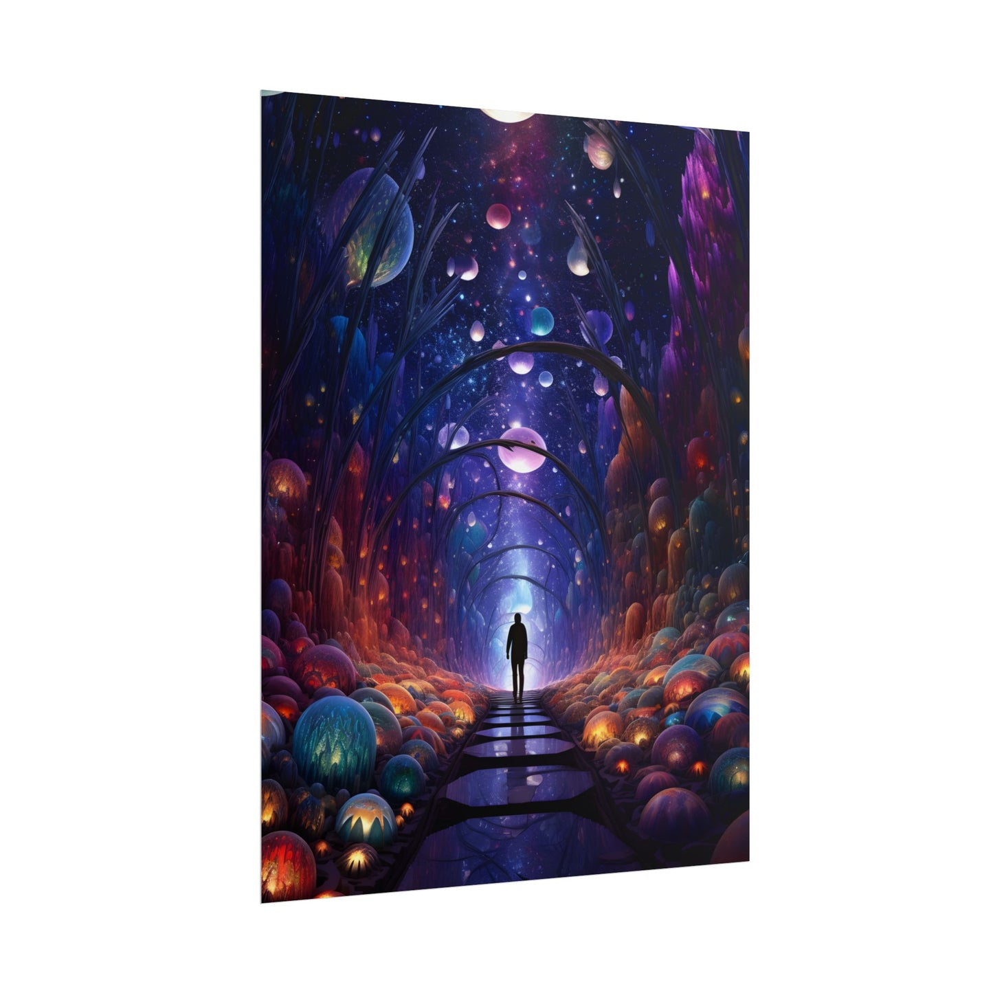 Celestial Art Gallery: Indoor Space with Starry Canvas - Poster