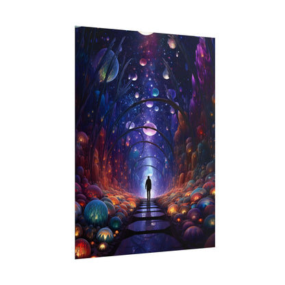 Celestial Art Gallery: Indoor Space with Starry Canvas - Poster
