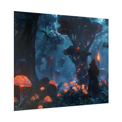 Mystical Forest Encounter: Vibrant Witch Artwork - Poster