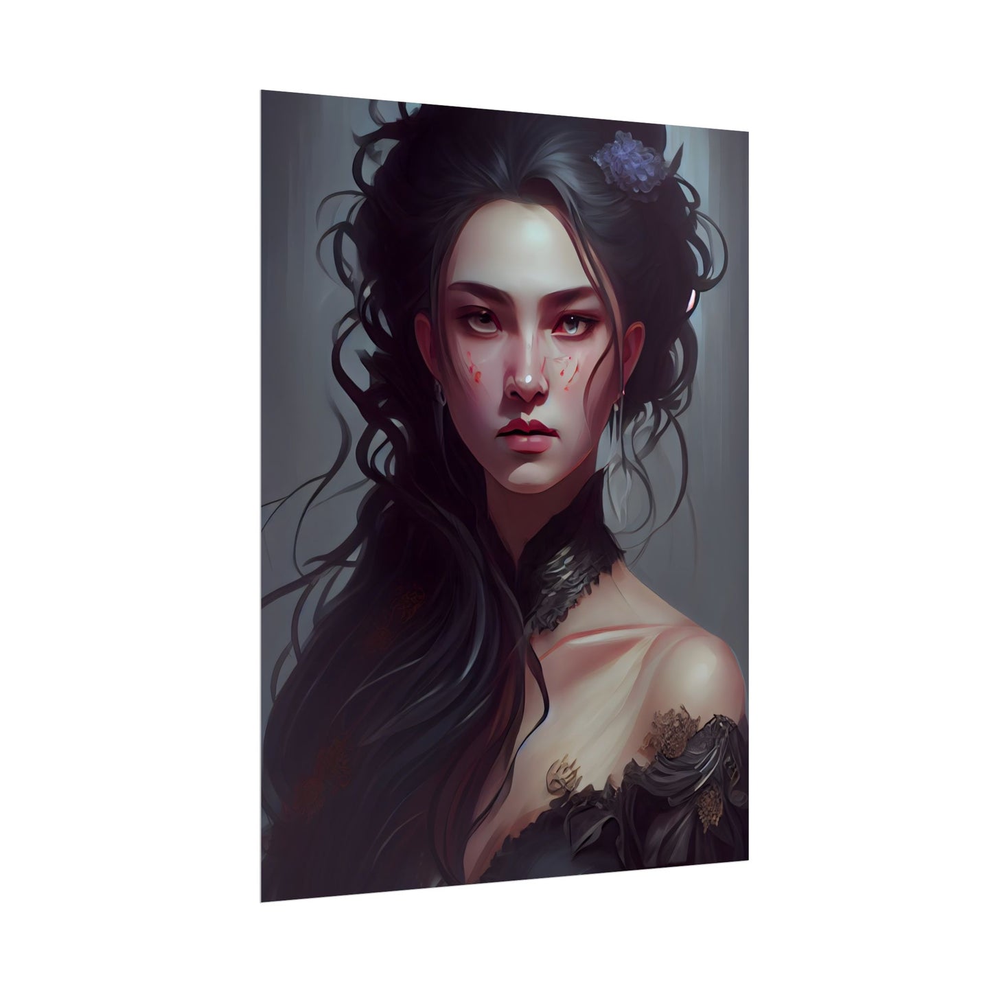 Astonishing Female Portrait: Dr. Black Hair Elegance - Poster