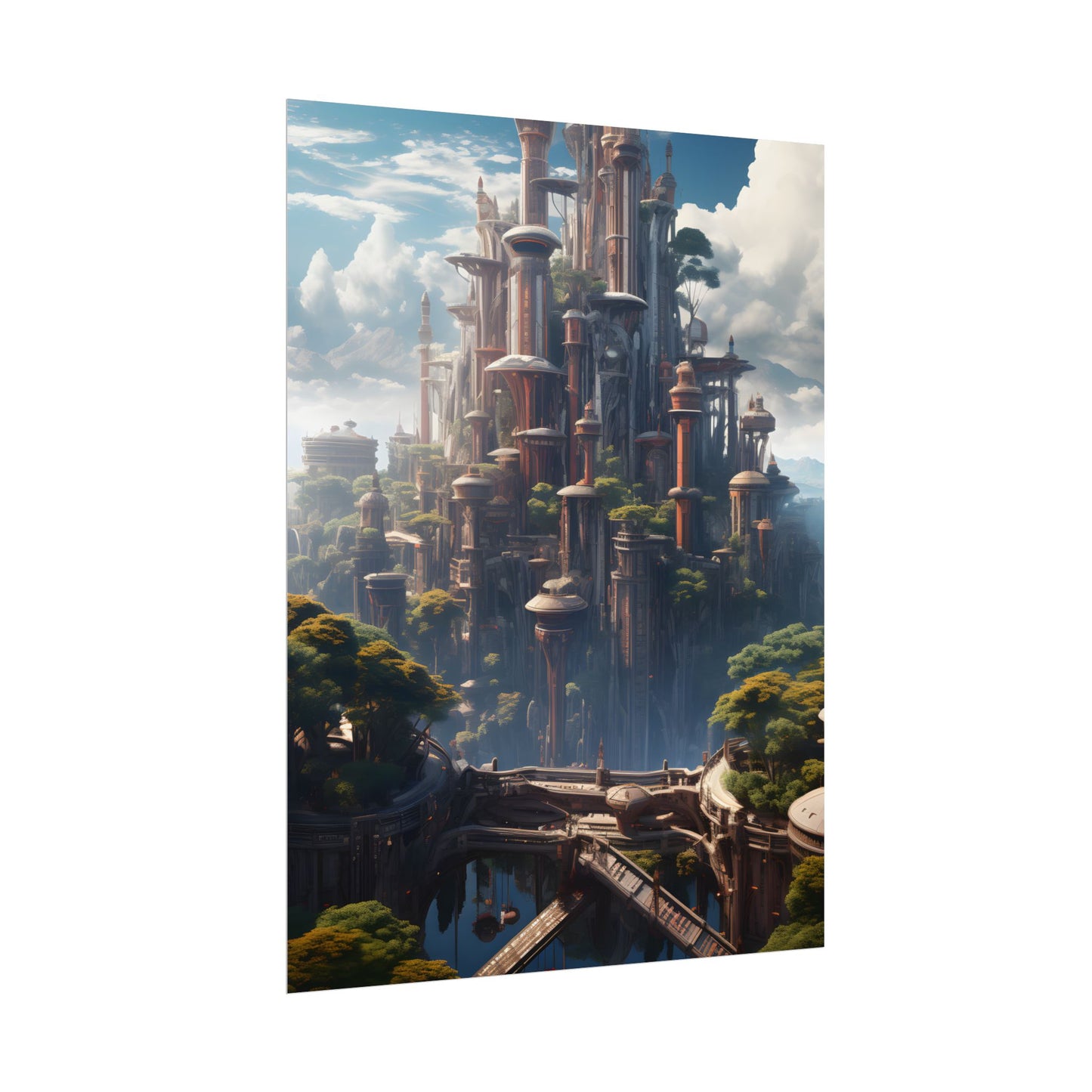 Floating City of Columbia: Breathtaking Modern Urban Landscape - Poster