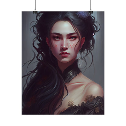 Astonishing Female Portrait: Dr. Black Hair Elegance - Poster