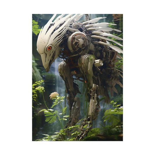 Modern Robotic Wildlife Sanctuary: Modern Digital Art - Poster