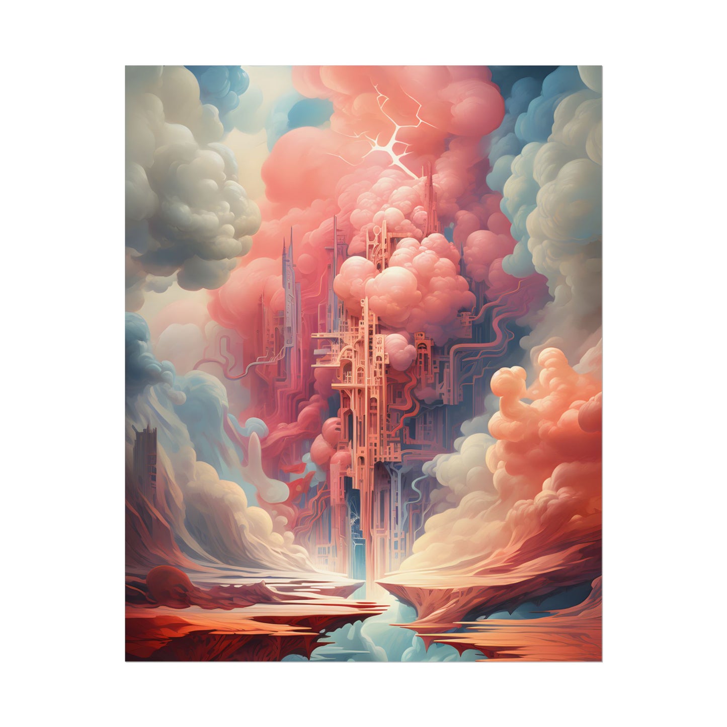 Cyber Dreamscape: Abstract Artwork in Neon Hues - Poster