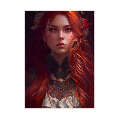 Redhead Female Portrait in a Dress - Poster