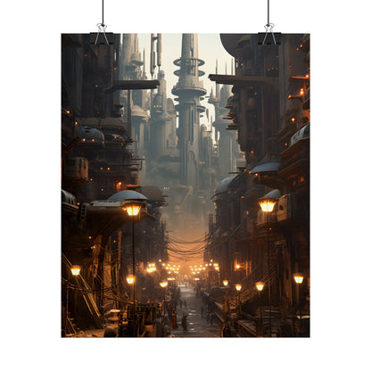 Post-Apocalyptic Steampunk City: Dystopian Artwork - Poster