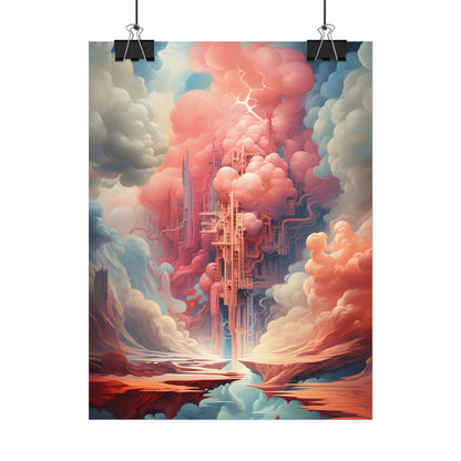Cyber Dreamscape: Abstract Artwork in Neon Hues - Poster