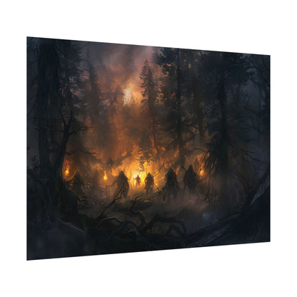 Tranquil Forest Sunset: People Connecting with Nature - Poster