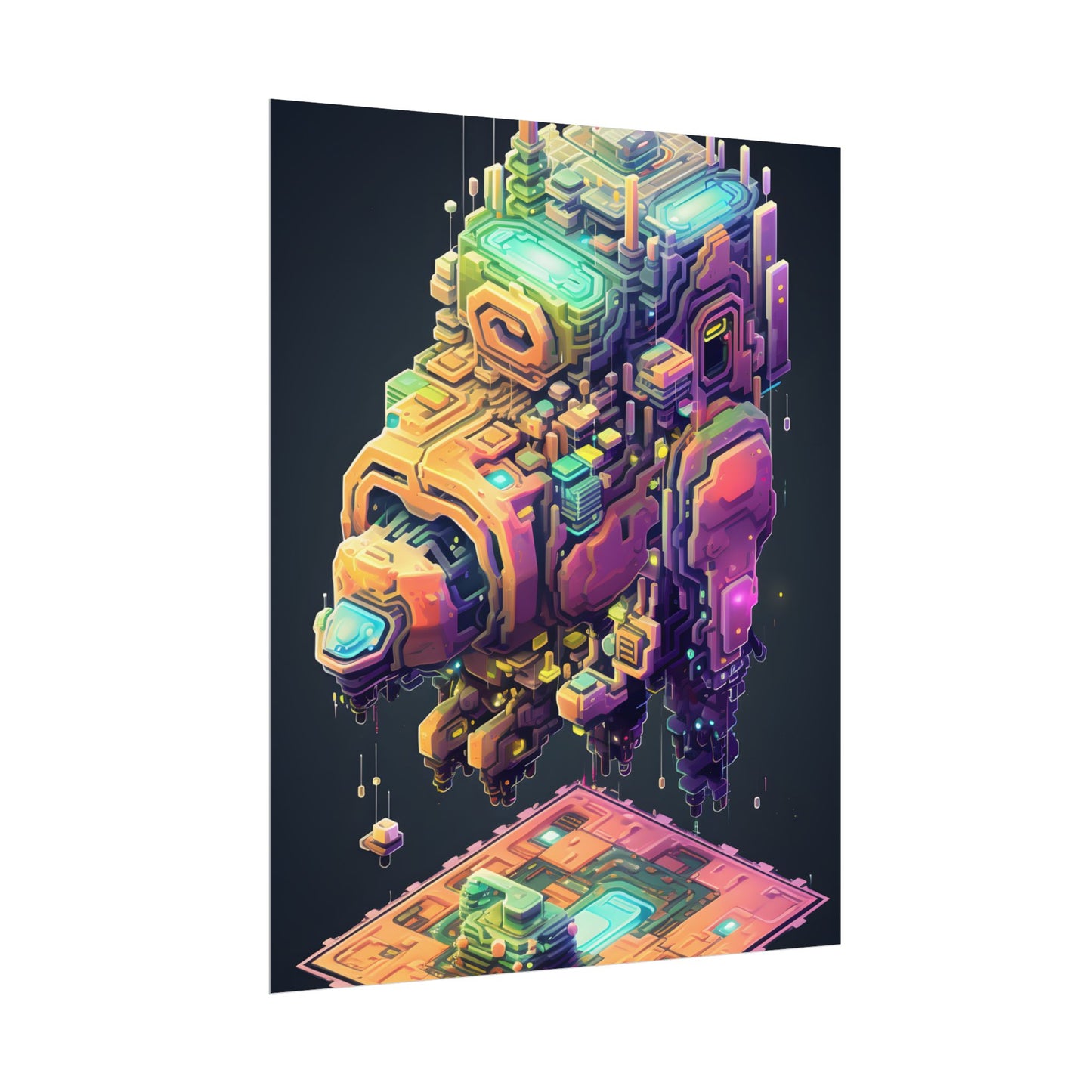 Pixel Punk Pets: Digital Artwork of Cyber-Pets in Pixelated World - Poster