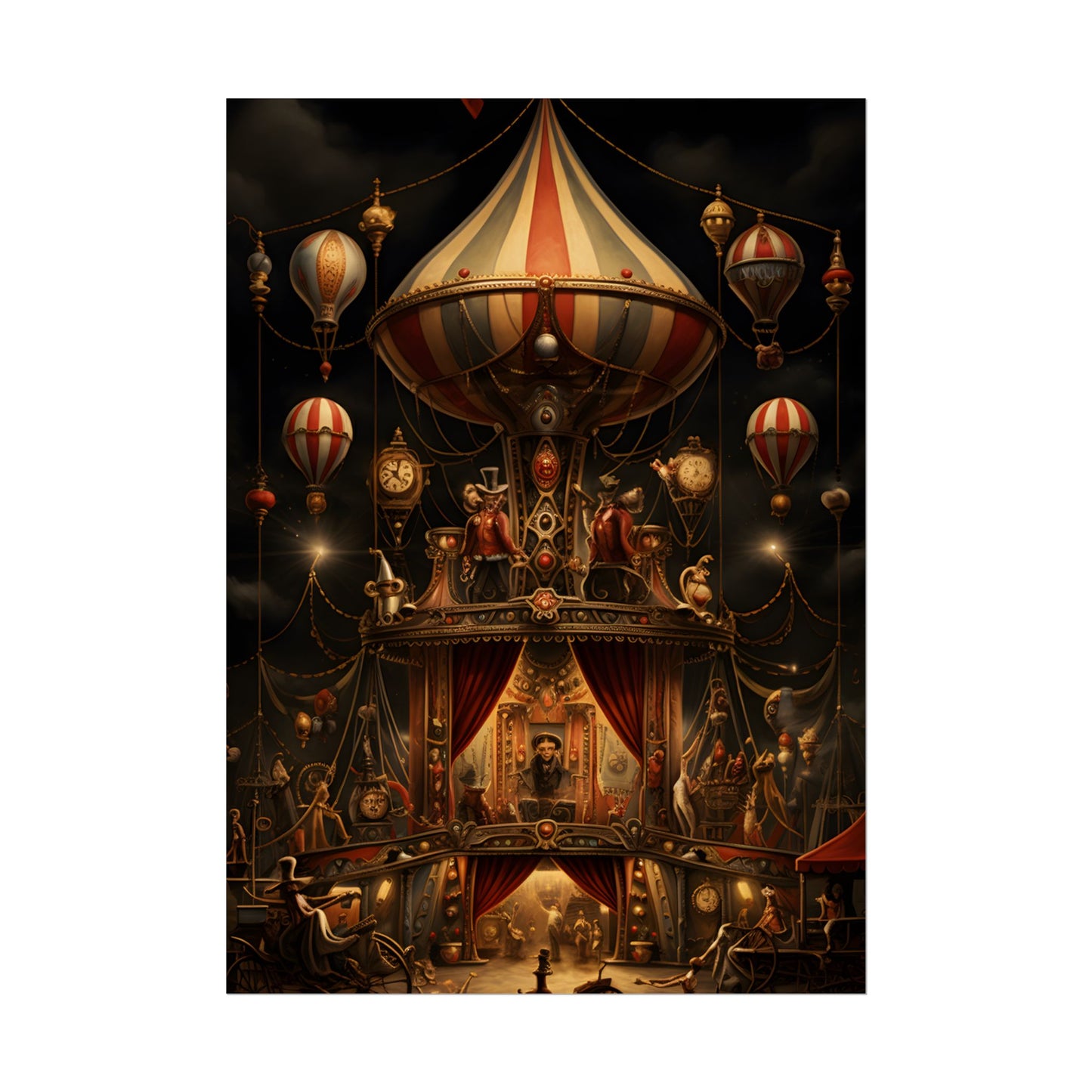Whimsical Clockwork Circus: A Fantastical Artwork - Poster