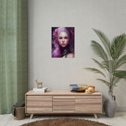 Astonishing Female Portrait with Pink Hair: Dre Artwork - Poster