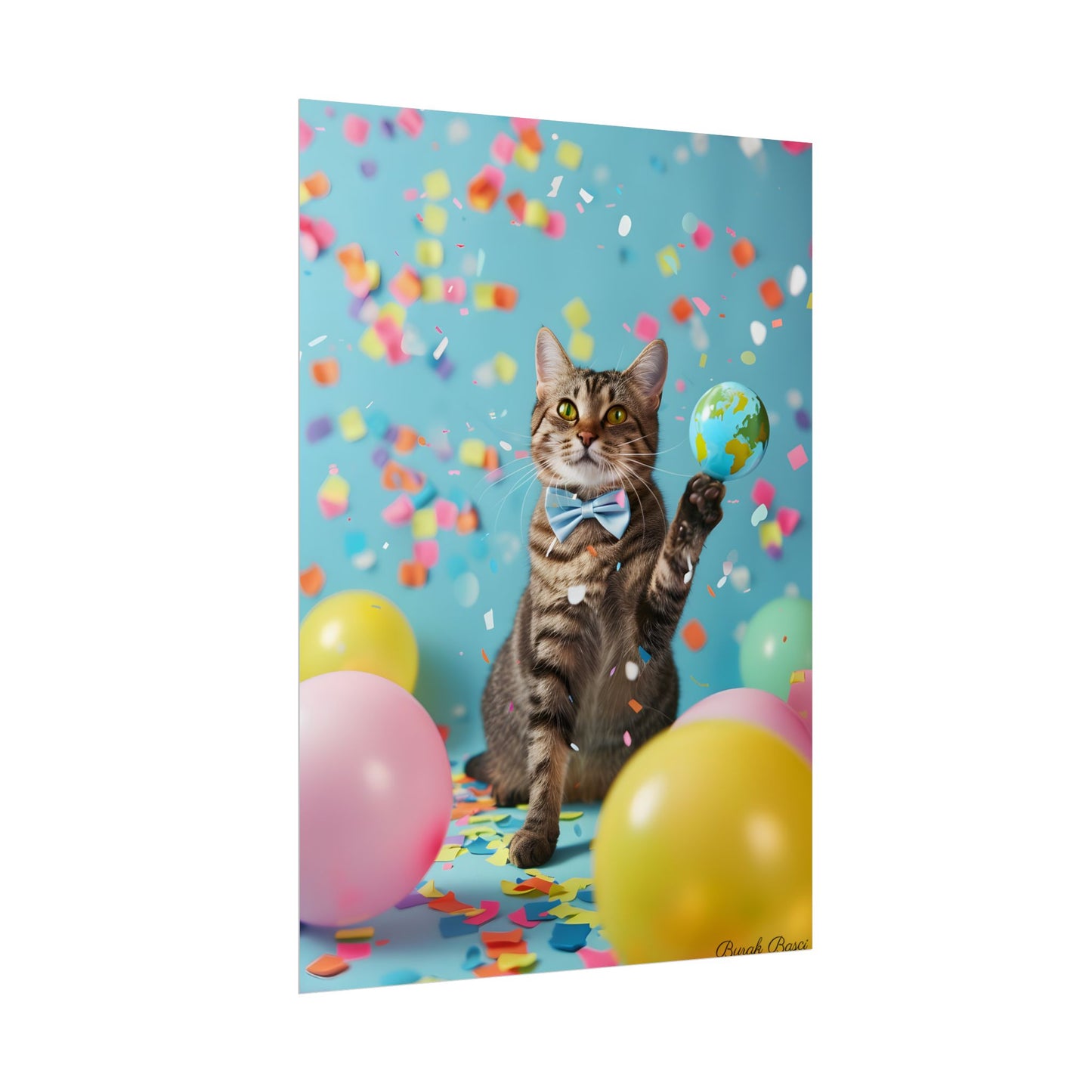 Whimsical Cat in Bow Tie: Close-Up Art Print - Poster