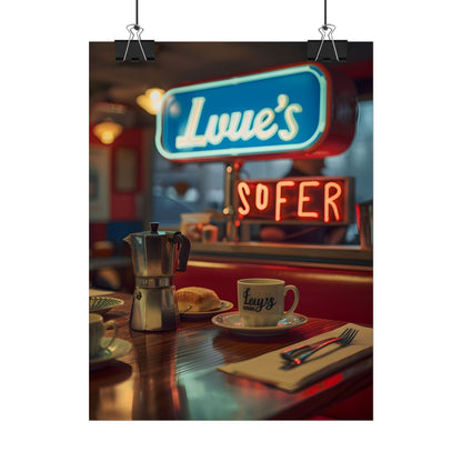 Retro Kitchen Diner Scene: Cozy Coffee Moment - Poster