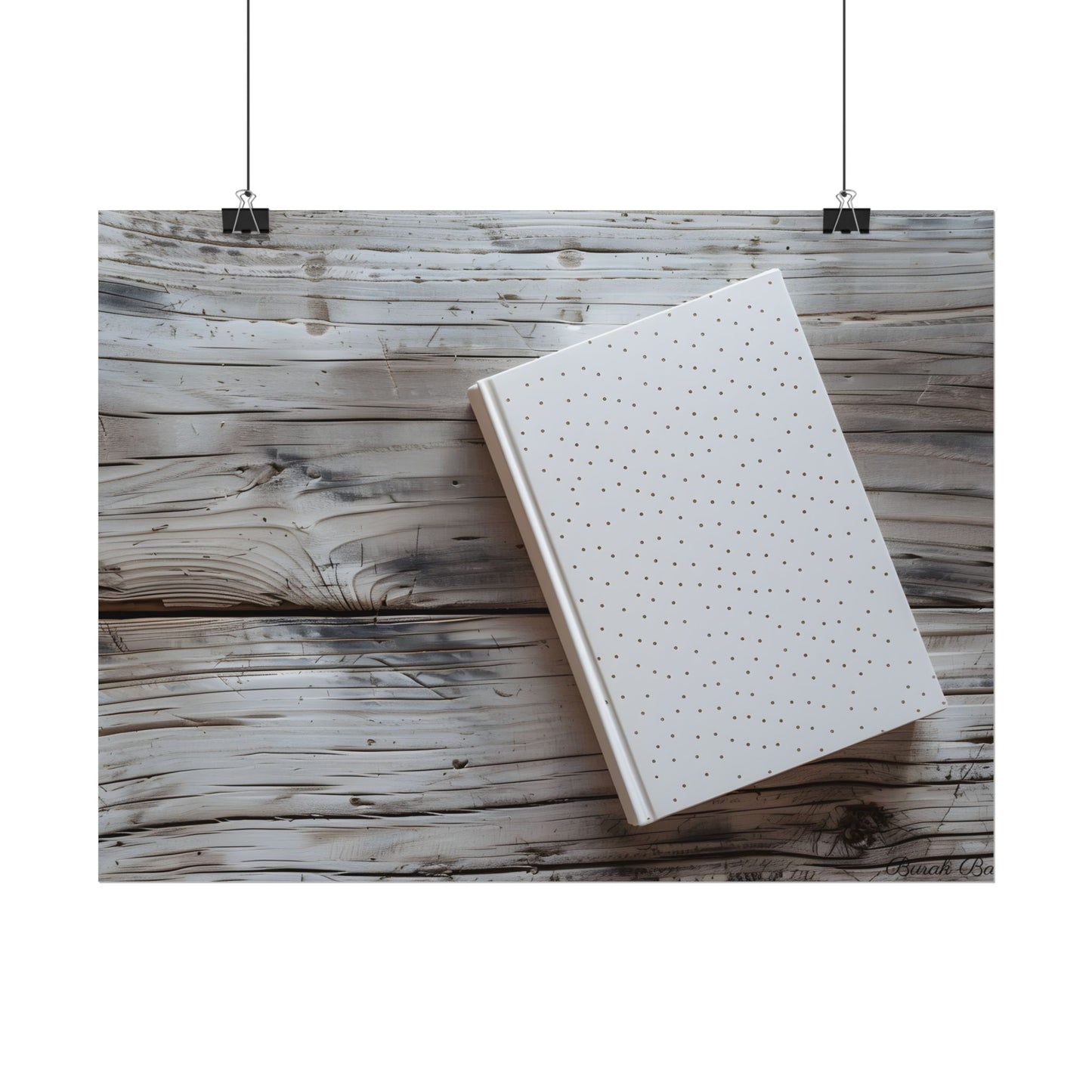 Minimalist Notebook with Embossed Dot Pattern: Unique Stationery Art - Poster