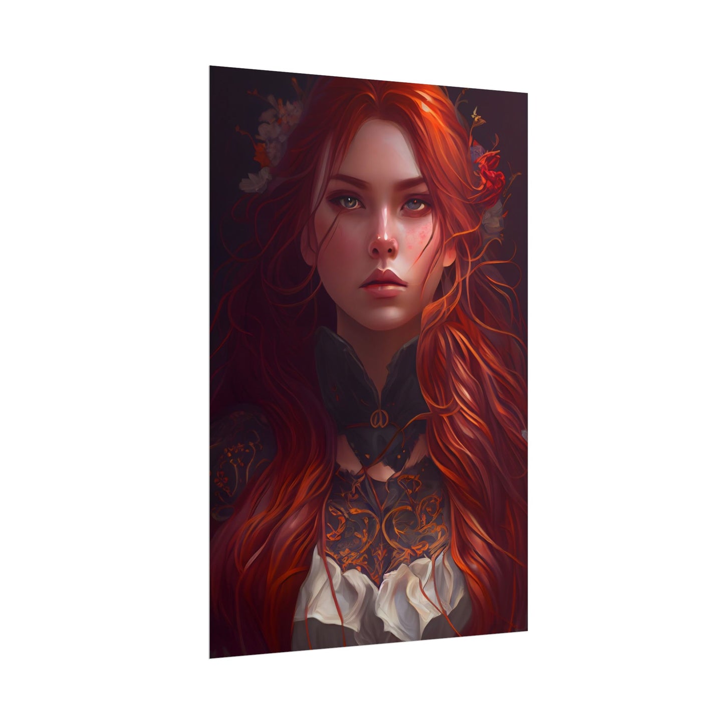 Redhead Female Portrait in a Dress - Poster
