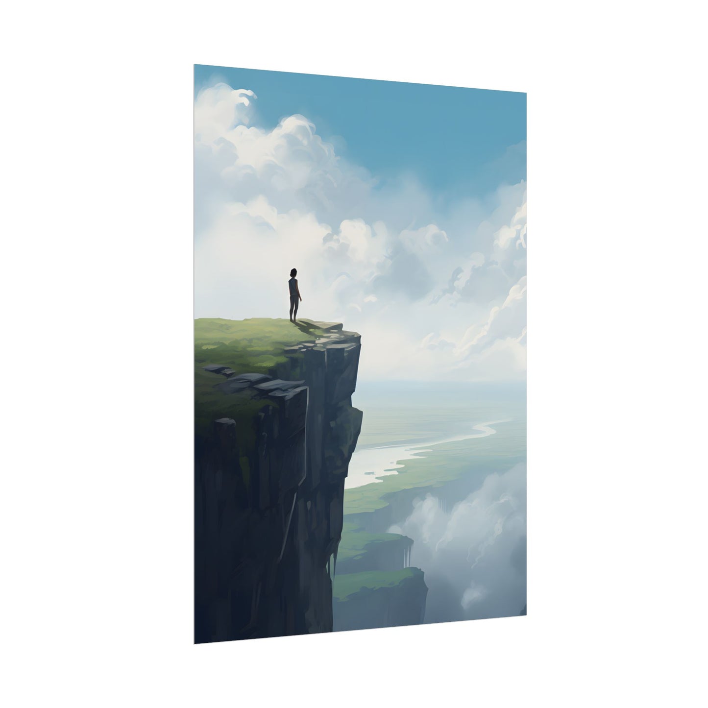 Spring Afternoon Outdoor Scene: Person Walking on Sidewalk - Poster