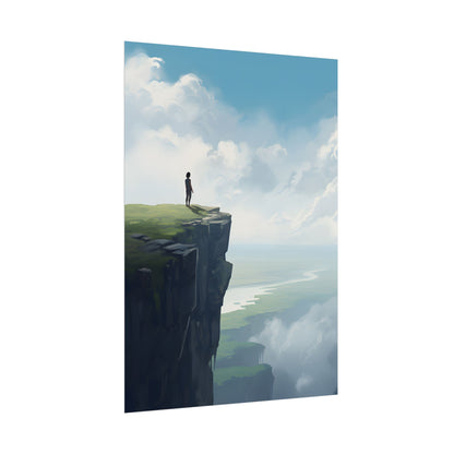 Spring Afternoon Outdoor Scene: Person Walking on Sidewalk - Poster