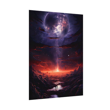 Vivid Black Hole Planet: A Detailed Cosmic Artwork - Poster