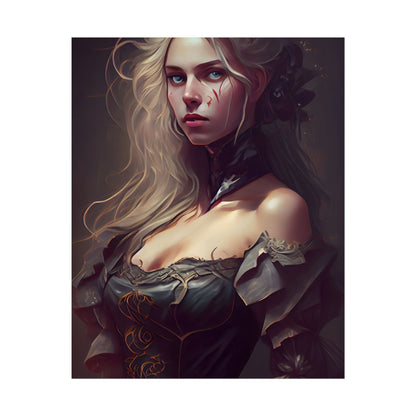 Blonde Female Portrait in a Dress: Stunning Artwork - Poster