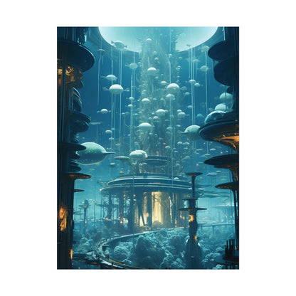 Underwater City of Tomorrow: Futuristic Urban Landscape Art - Poster