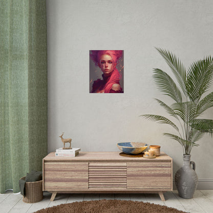 Enigmatic Portrait: Pink Hair in Darkness - Poster