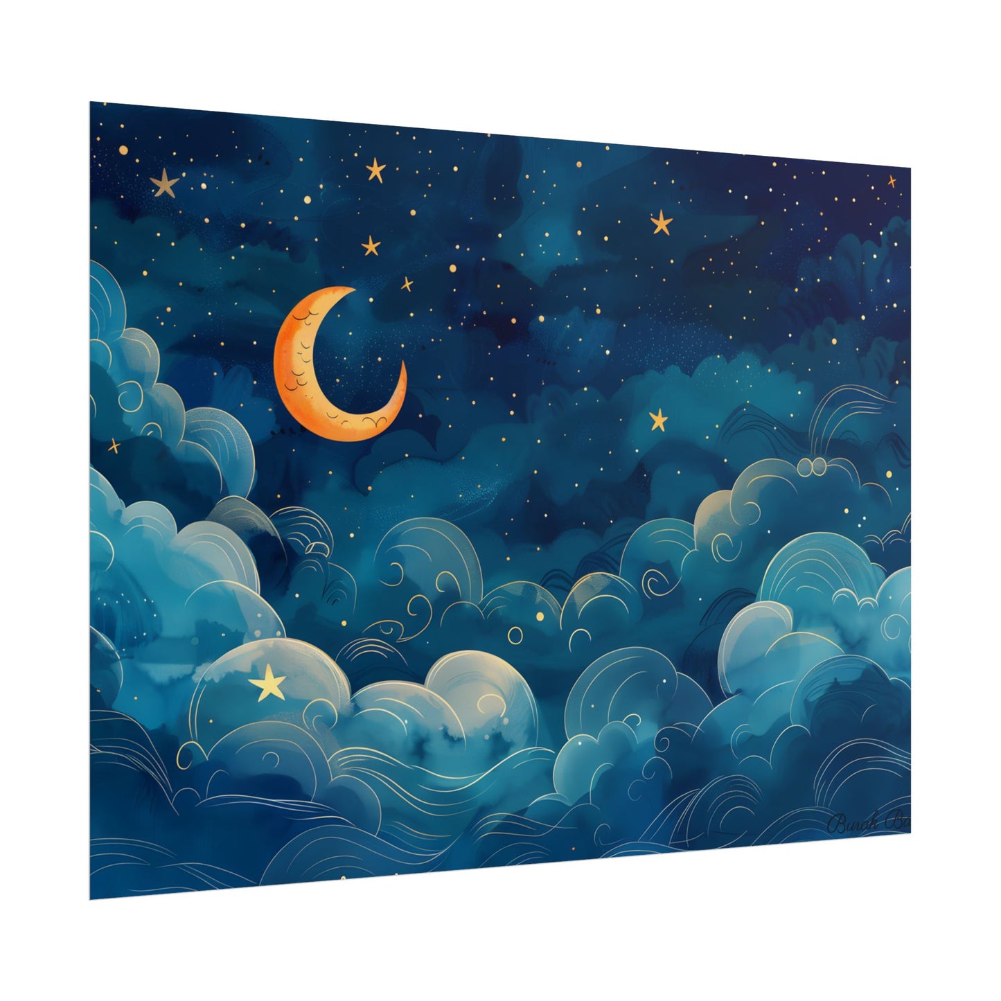 Whimsical Dreamy Night Sky: Small Town Illuminated by Pastel Stars - Poster